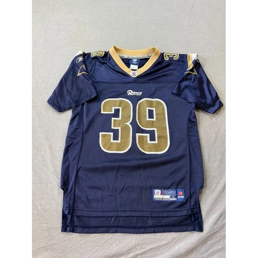 Saint Louis Rams Jackson NFL Jersey Boys Large Blue Short Sleeve‎ Pullover.
